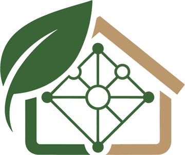 Bildmarke der Nexus Habitat eGbR: ein Haus mit einem grünen Blatt